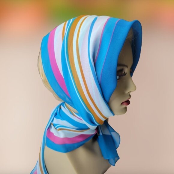 Blue Stripes Fashion Scarf - Picture 4 of 4